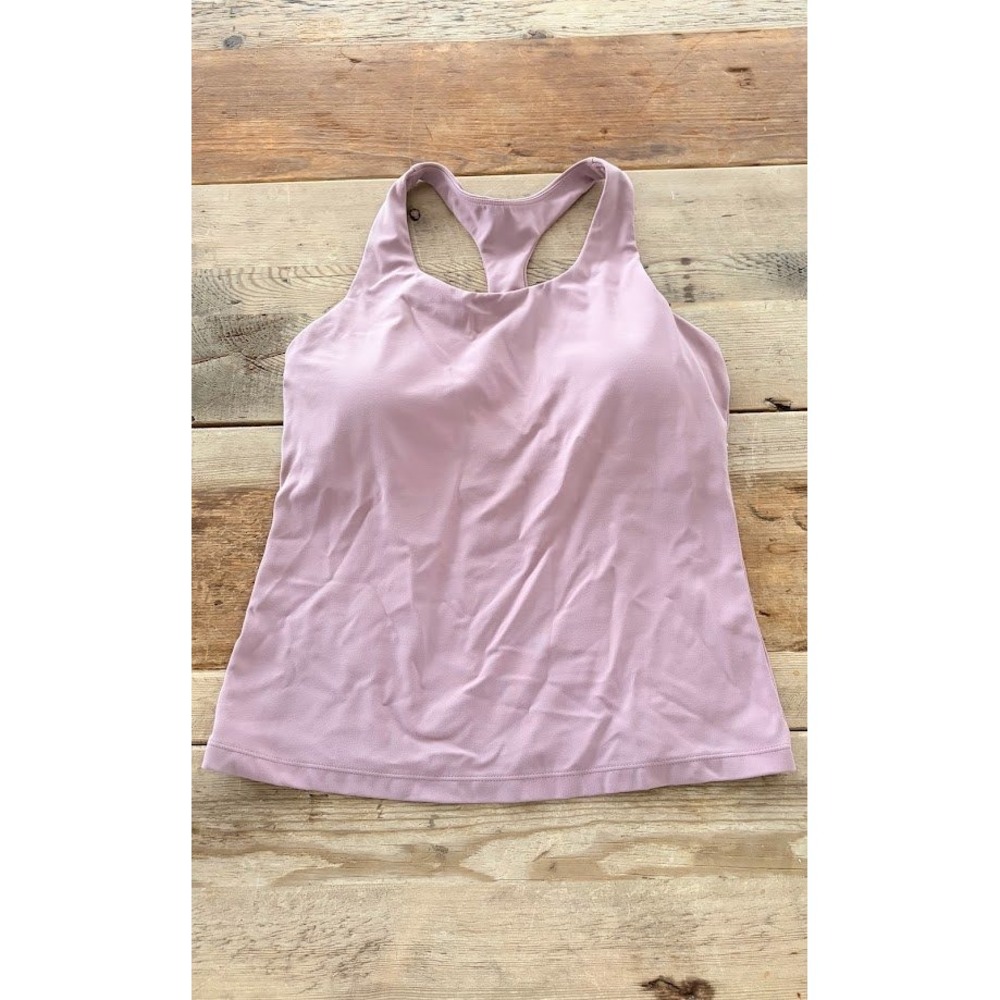 CRZ YOGA Womens Racerback Tank Top Built in Shelf Bra Mauve Pink Medium
